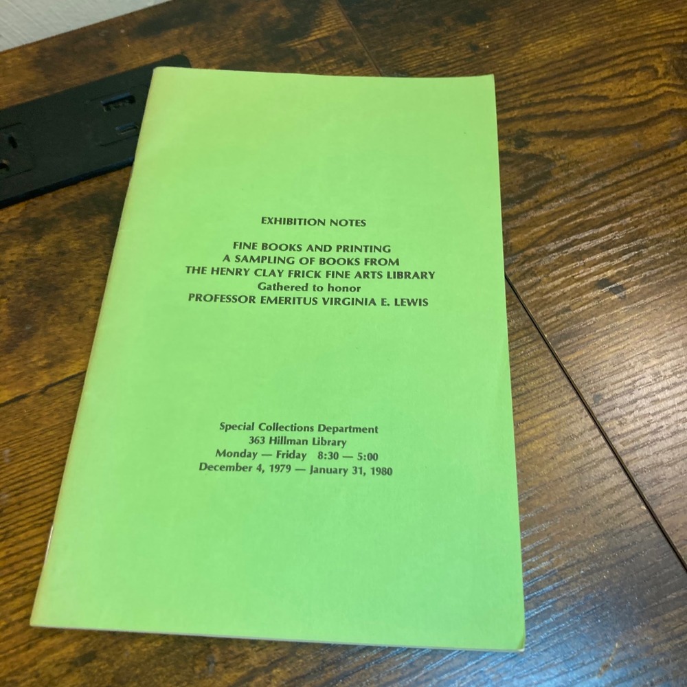 Henry Clay Frick Fine Arts Book Exhibition Notes Vtg 1979 University Pittsburgh